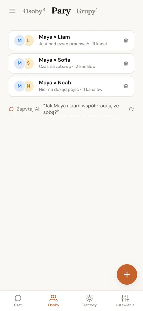 Wybieranie dwóch zapisanych osób do porównania, z jednym miejscem zajętym i jednym wciąż do wyboru