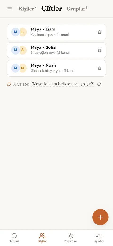Karşılaştırmak için kayıtlı iki kişi seçme; bir yer dolu, biri hâlâ seçilecek
